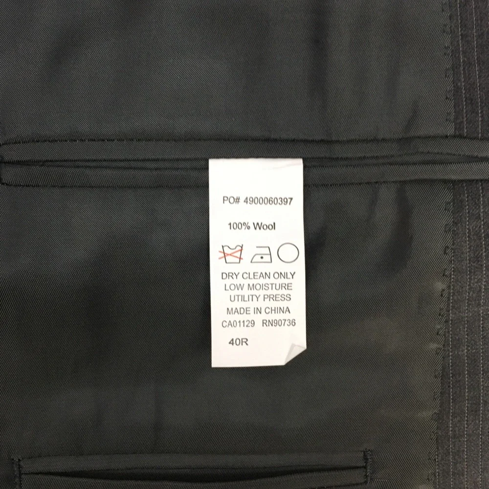 Calvin Klein 40r mens suit 2 piece gray stripes 100% wool 34w new nwt ea0035 - Picture 4 of 8